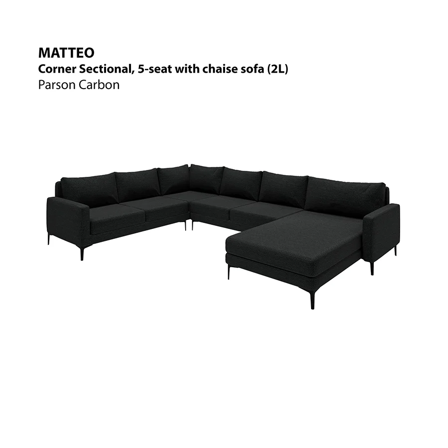 Matteo Corner Sectional 5 Seat with Chaise (2L) Sofa - Image 6