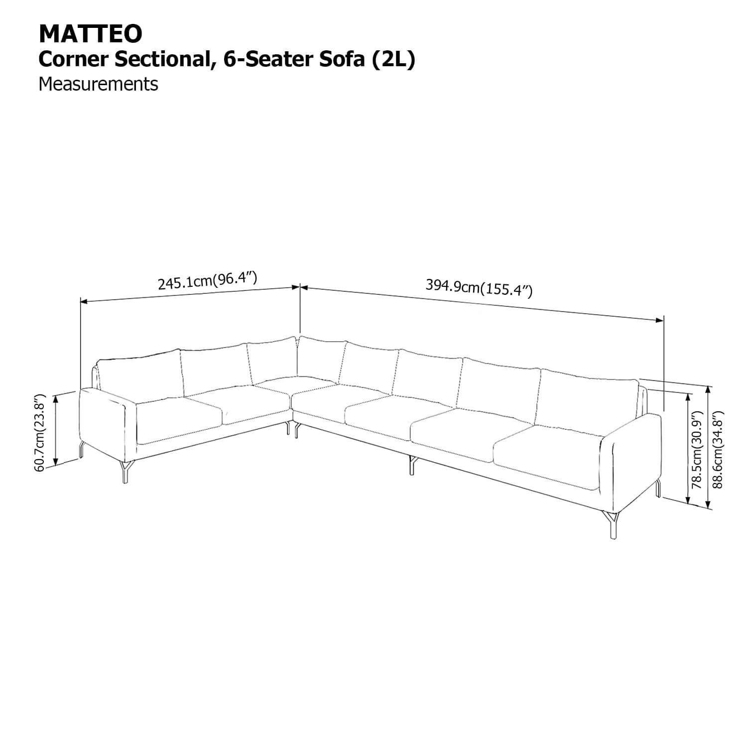 Matteo Corner Sectional 6 Seat (2L) Sofa - Image 25