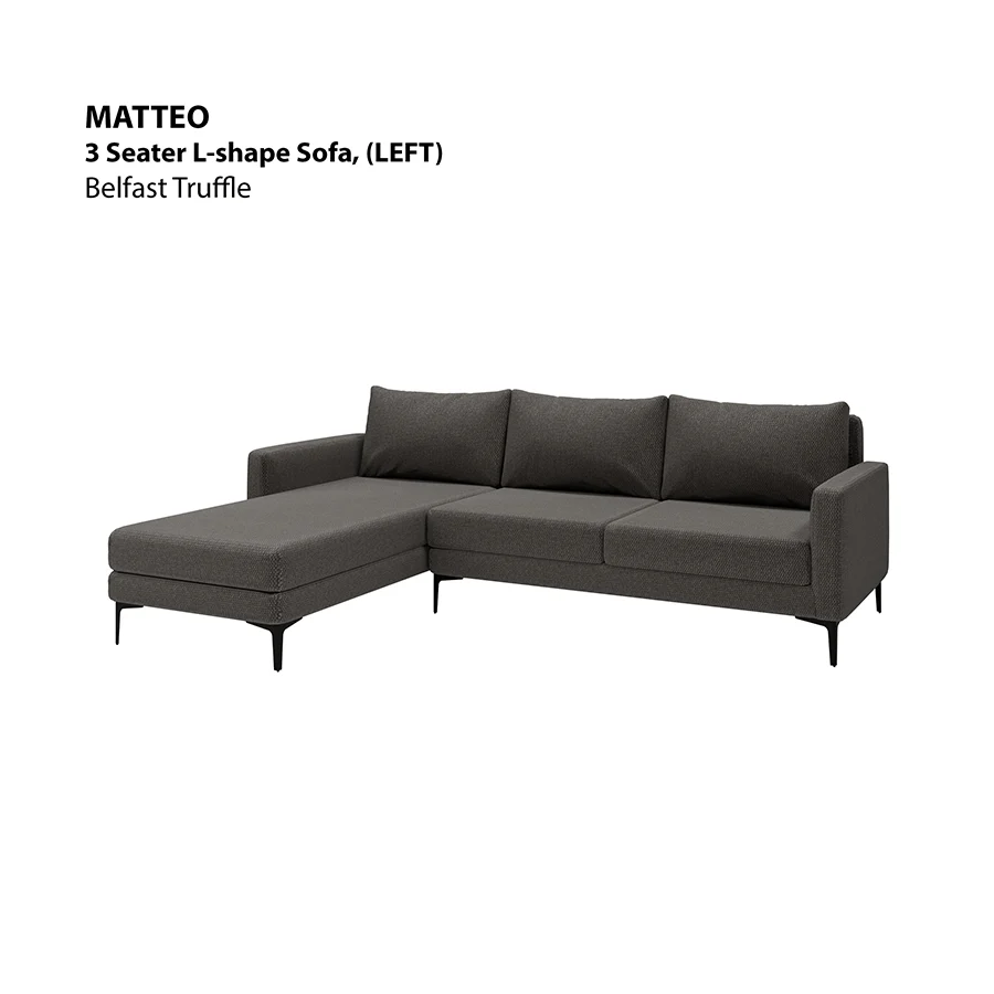 Matteo L-shape 3 Seat with Chaise (Left Facing) Sofa - Image 12