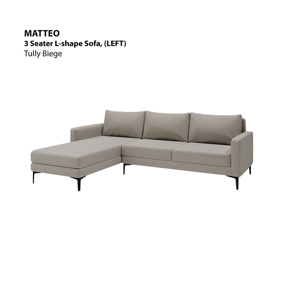 Matteo L-shape 3 Seat with Chaise (Left Facing) Sofa - Image 14