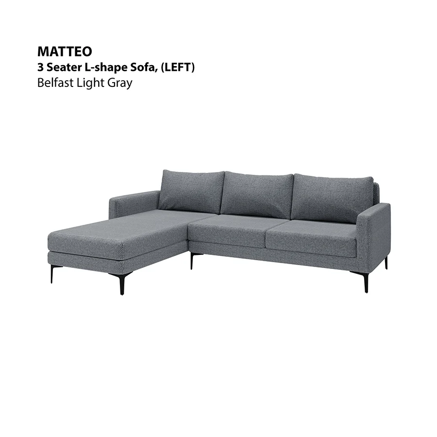 Matteo L-shape 3 Seat with Chaise (Left Facing) Sofa - Image 7