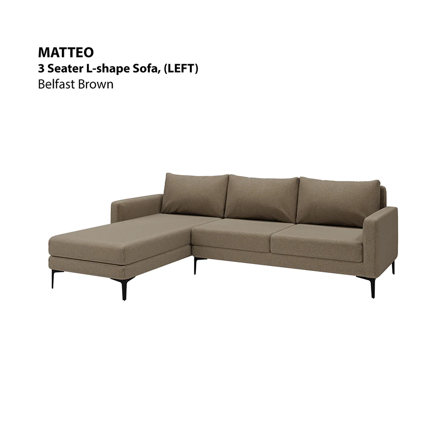 Matteo L-shape 3 Seat with Chaise (Left Facing) Sofa - Image 9