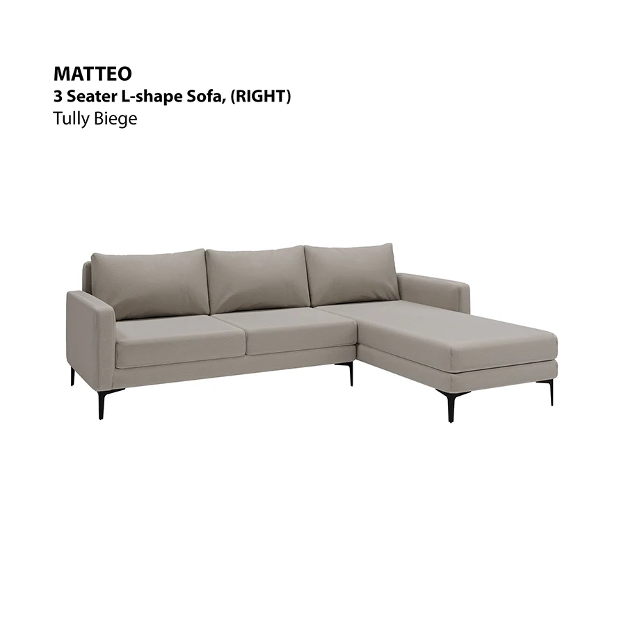 Matteo L-shape 3 Seat with Chaise (Right Facing) Sofa - Image 13