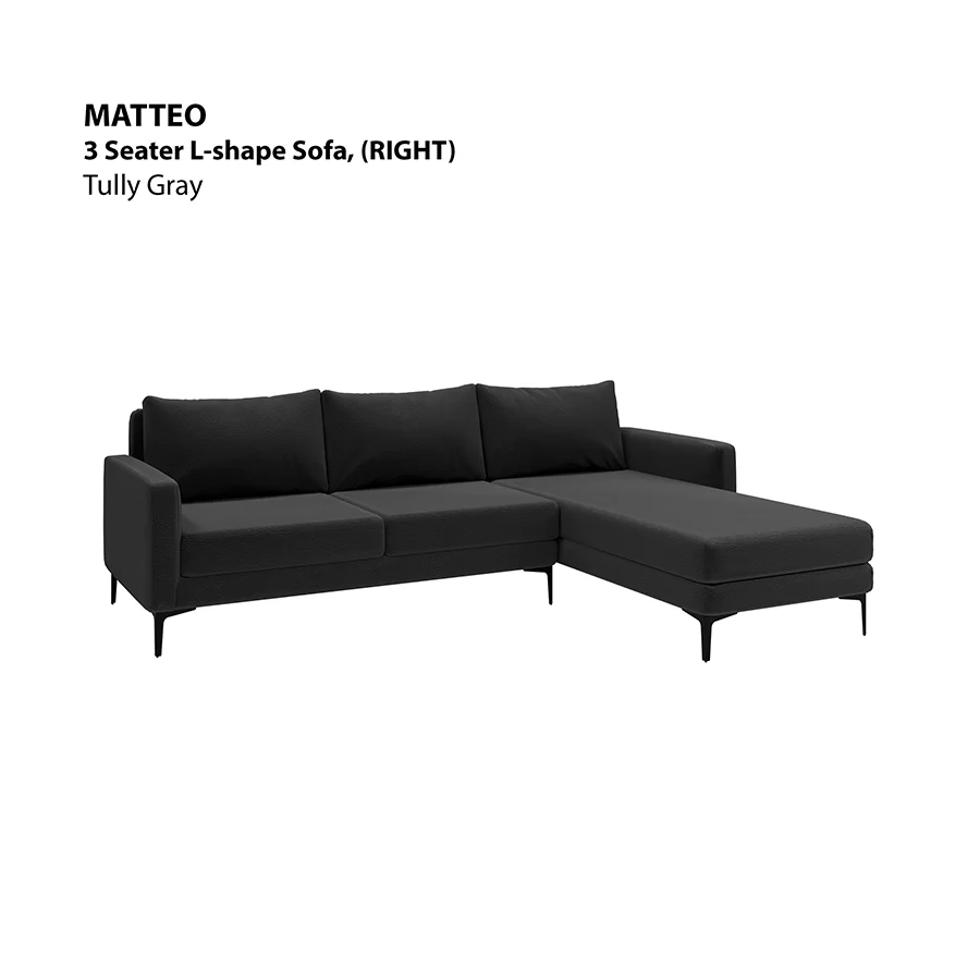 Matteo L-shape 3 Seat with Chaise (Right Facing) Sofa - Image 15