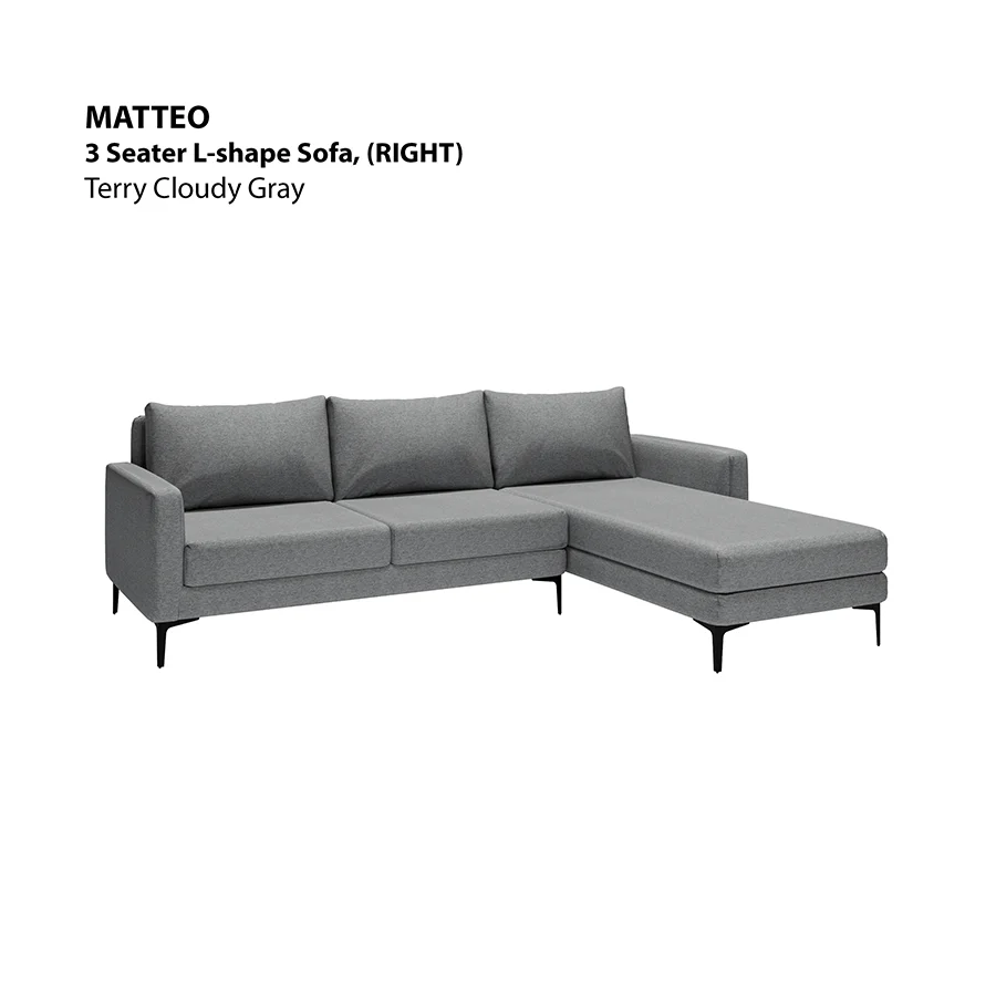 Matteo L-shape 3 Seat with Chaise (Right Facing) Sofa - Image 21