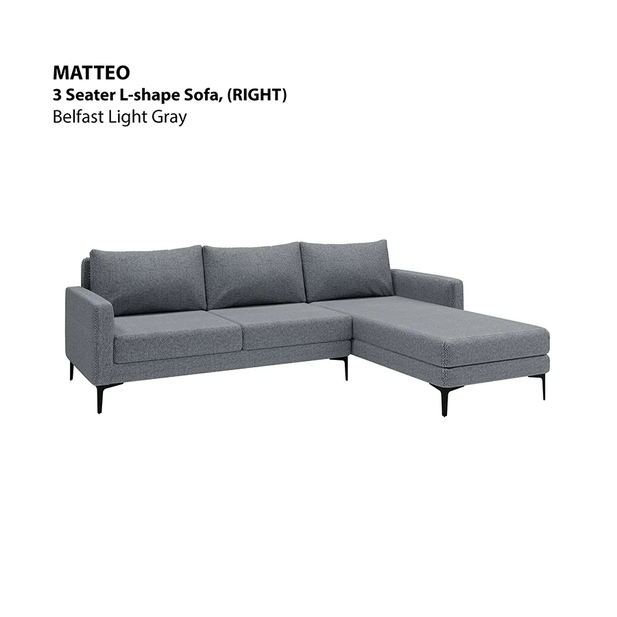 Matteo L-shape 3 Seat with Chaise (Right Facing) Sofa - Image 7