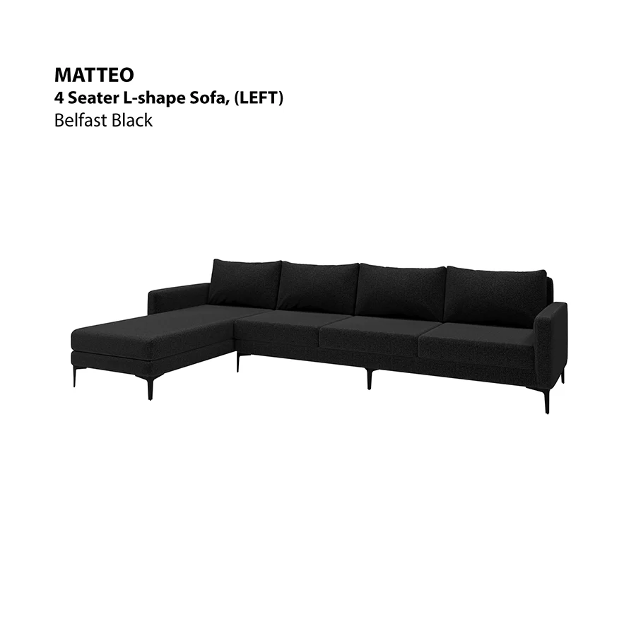 Matteo L-shape 4 Seat with Chaise (Left Facing) Sofa - Image 12