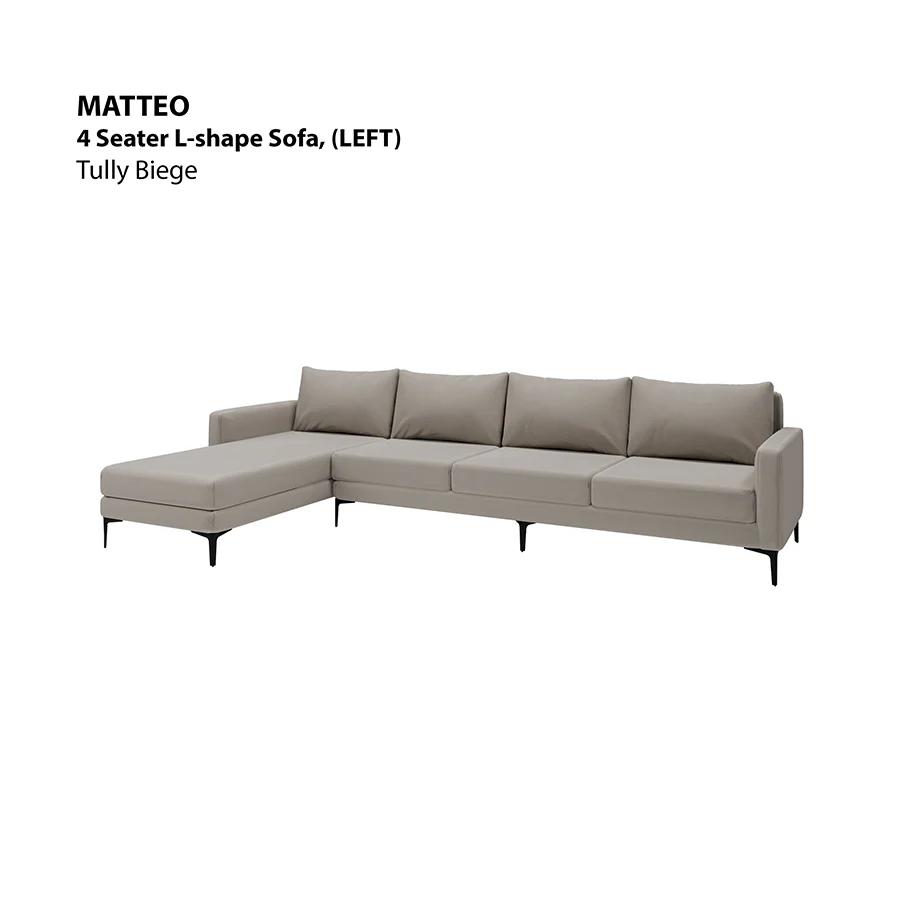 Matteo L-shape 4 Seat with Chaise (Left Facing) Sofa - Image 13