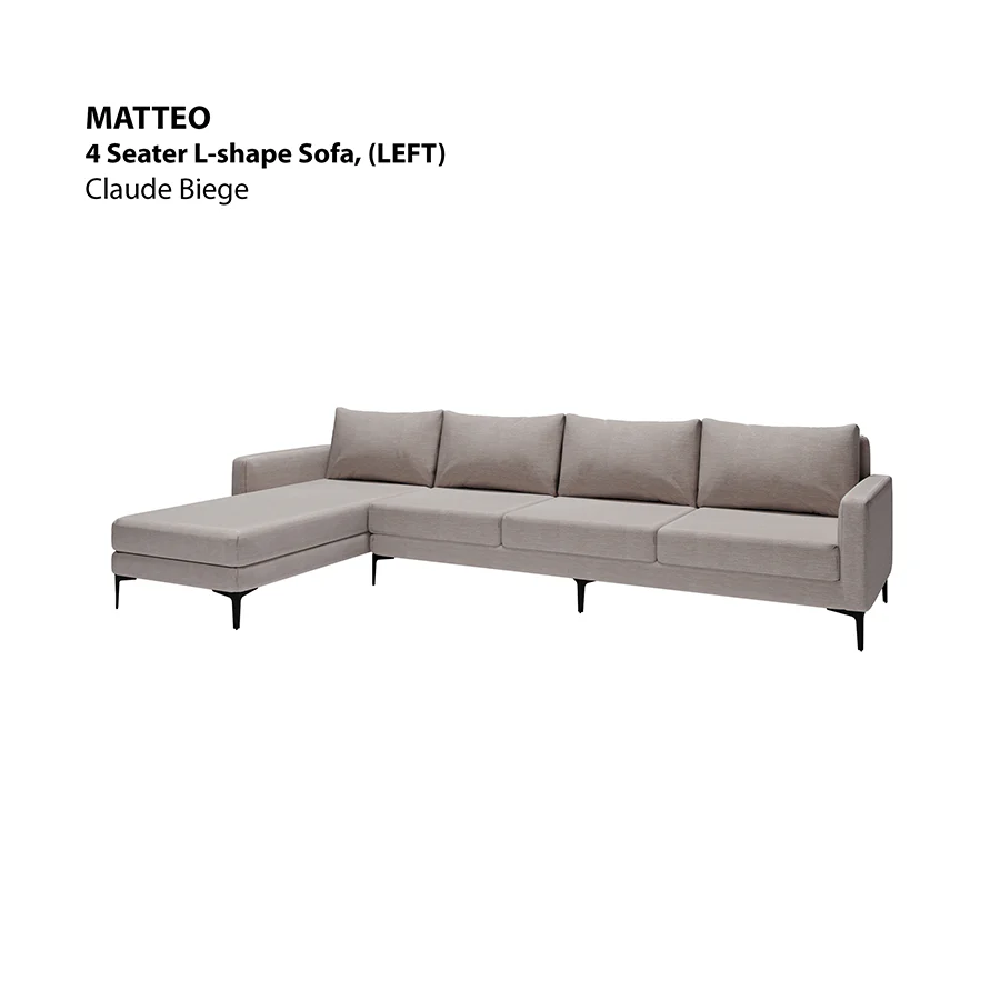 Matteo L-shape 4 Seat with Chaise (Left Facing) Sofa - Image 18