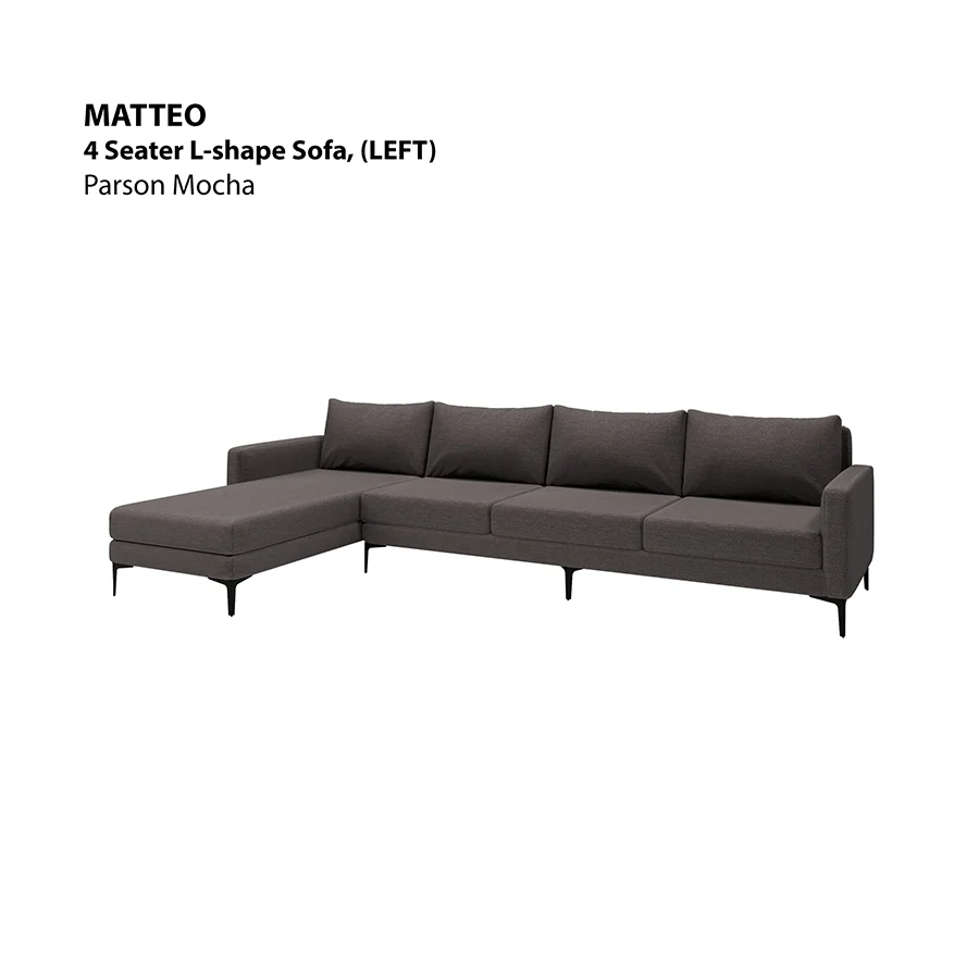 Matteo L-shape 4 Seat with Chaise (Left Facing) Sofa - Image 4