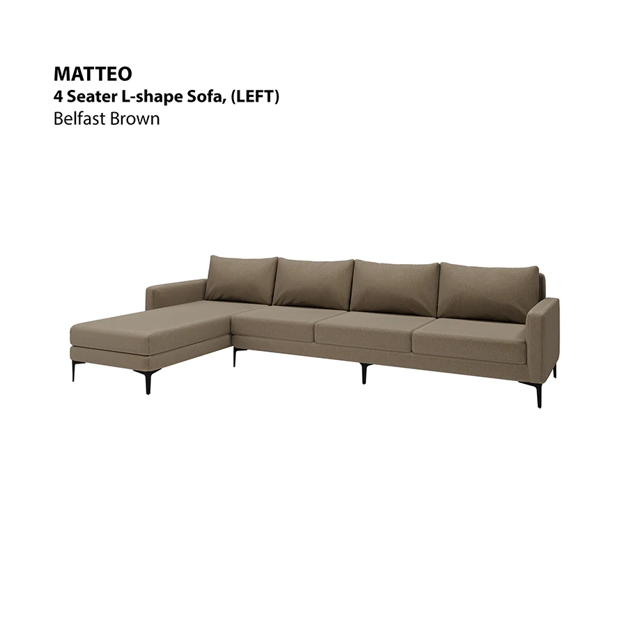 Matteo L-shape 4 Seat with Chaise (Left Facing) Sofa - Image 8