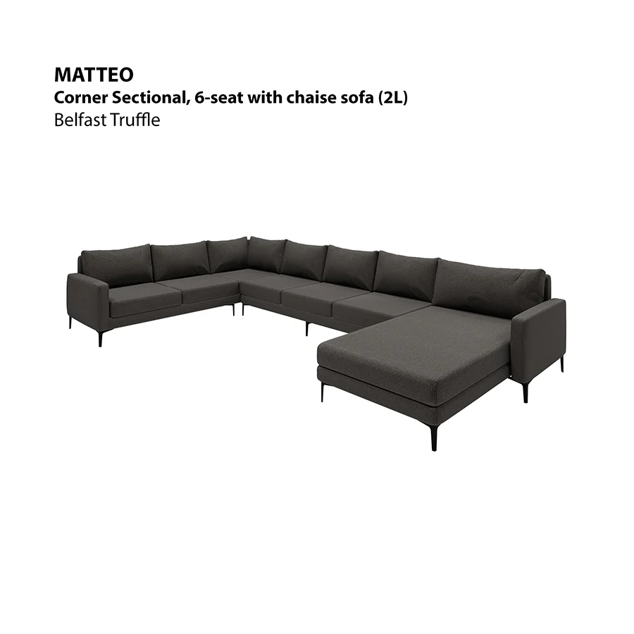 Matteo Sectional 6 Seat with Chaise (2L) Sofa - Image 11