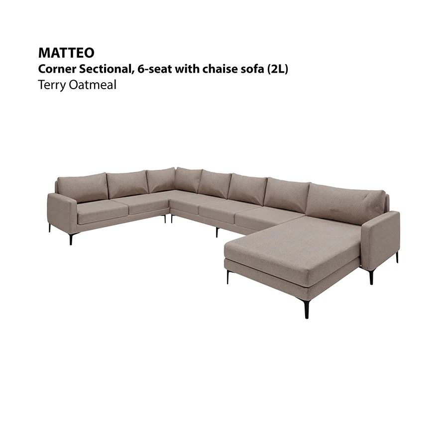 Matteo Sectional 6 Seat with Chaise (2L) Sofa - Image 20