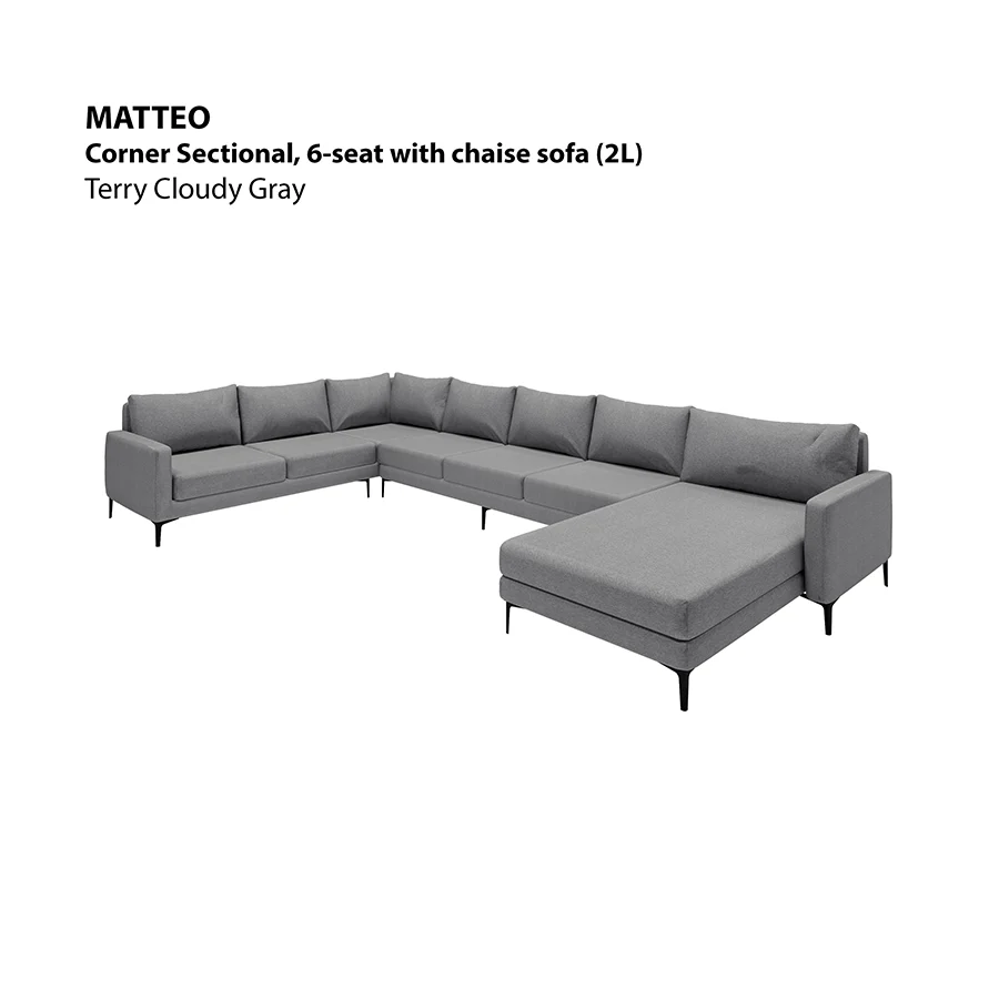 Matteo Sectional 6 Seat with Chaise (2L) Sofa - Image 21