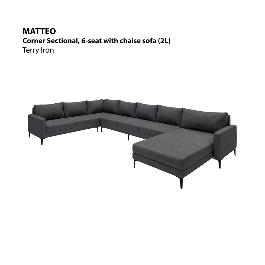 Matteo Sectional 6 Seat with Chaise (2L) Sofa - Image 22