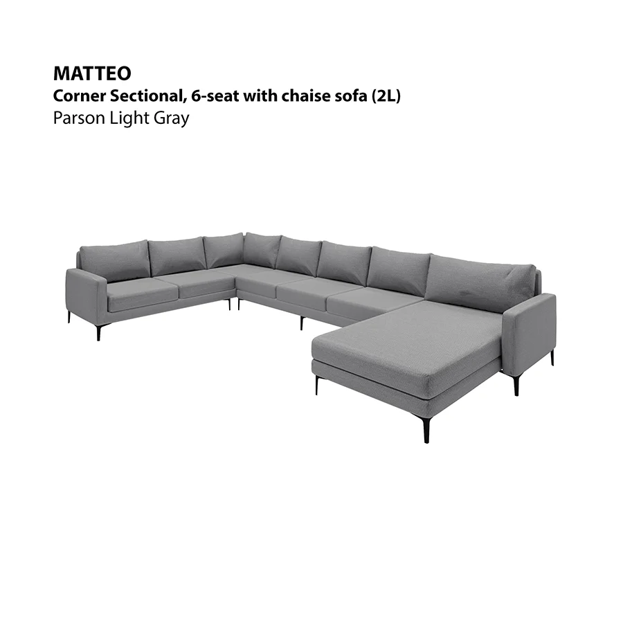 Matteo Sectional 6 Seat with Chaise (2L) Sofa - Image 3