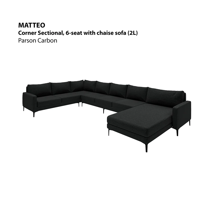 Matteo Sectional 6 Seat with Chaise (2L) Sofa - Image 6