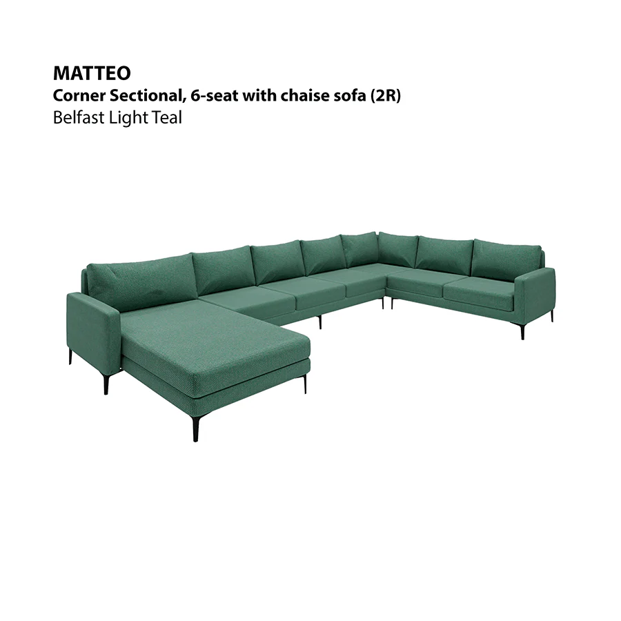 Matteo Sectional 6 Seat with Chaise (2R) Sofa - Image 11