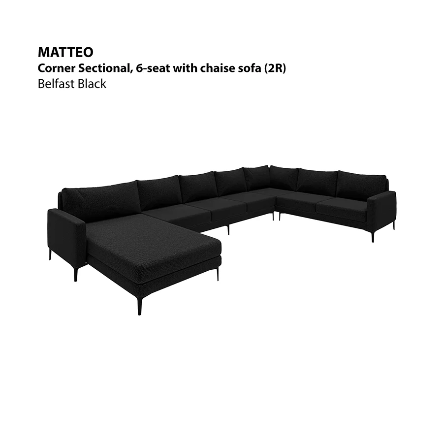 Matteo Sectional 6 Seat with Chaise (2R) Sofa - Image 13