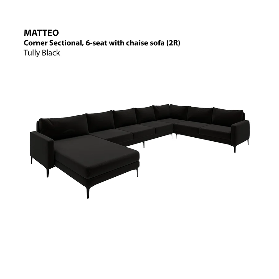 Matteo Sectional 6 Seat with Chaise (2R) Sofa - Image 17