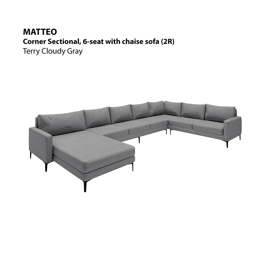 Matteo Sectional 6 Seat with Chaise (2R) Sofa - Image 22