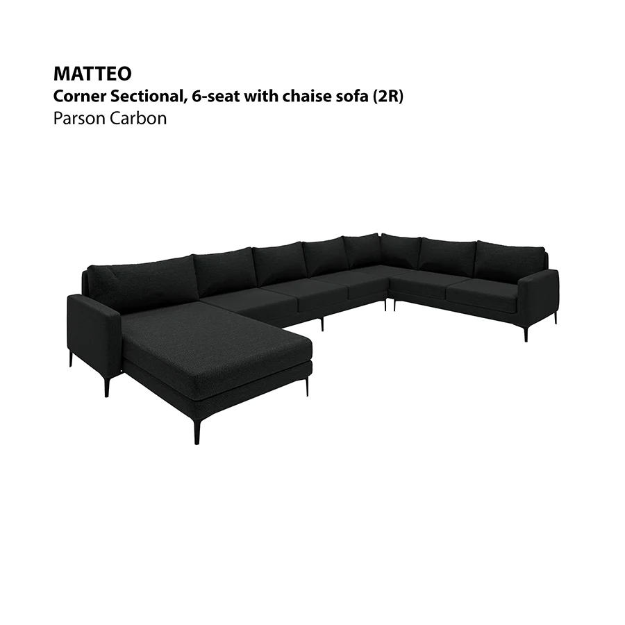 Matteo Sectional 6 Seat with Chaise (2R) Sofa - Image 6