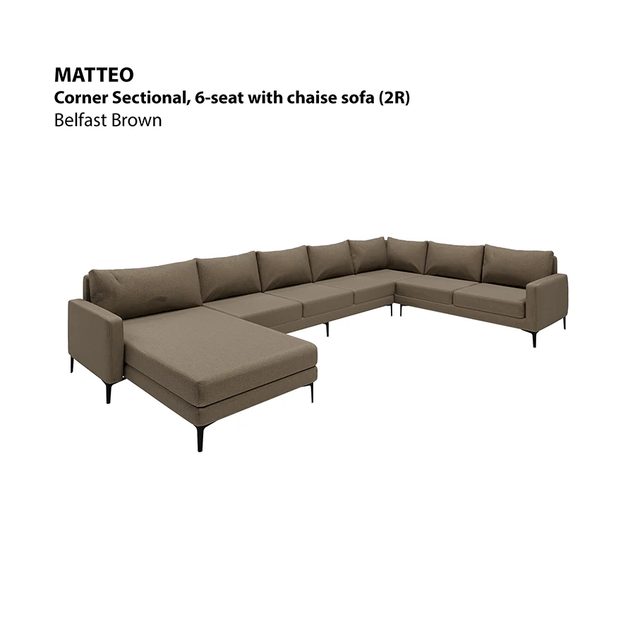 Matteo Sectional 6 Seat with Chaise (2R) Sofa - Image 9