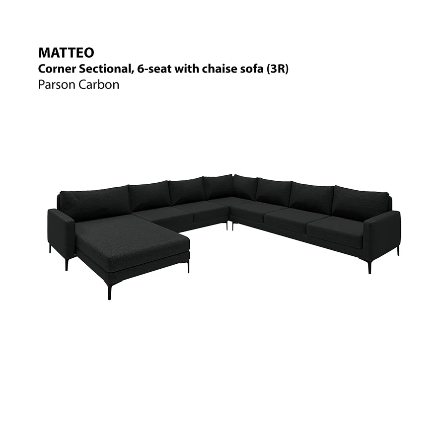 Matteo Sectional 6 Seat with Chaise Corner (3R) Sofa - Image 7