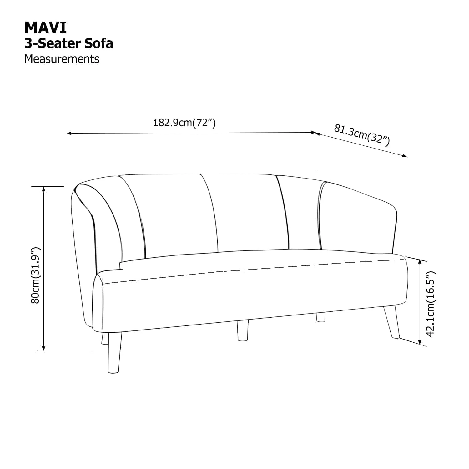 Mavi 3 Seater Sofa - Image 24
