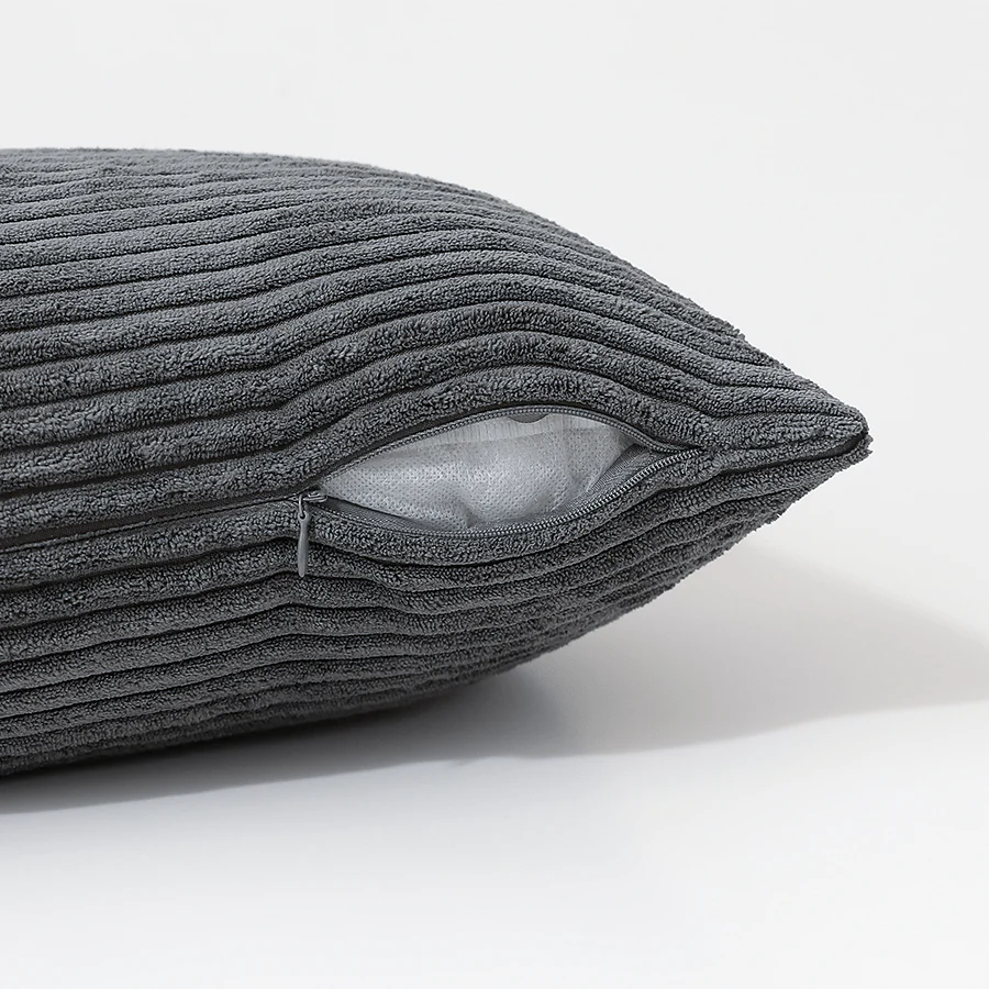 Meira Dark Gray Corduroy Kidney Pillowcase - Image 3