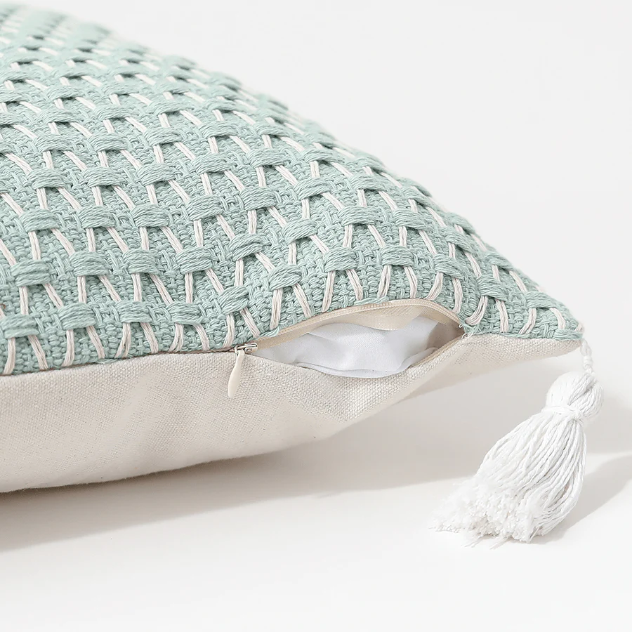 Milica Boho Ice Blue Throw Pillowcase - Image 3