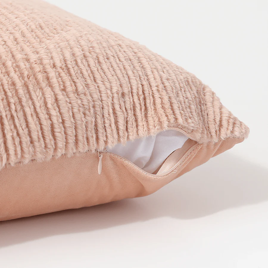 Minona Pink Faux Fur Throw Pillowcase - Image 3