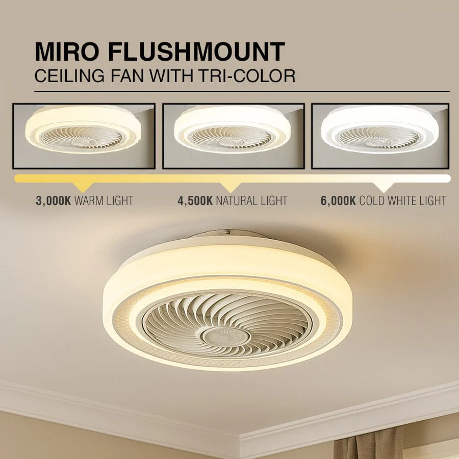 Miro Flushmount Ceiling Fan w/ Tricolor - Image 7