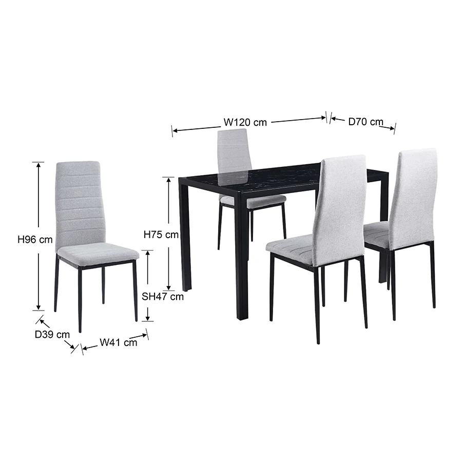 Nadine 4 Seater Dining Set - Image 13