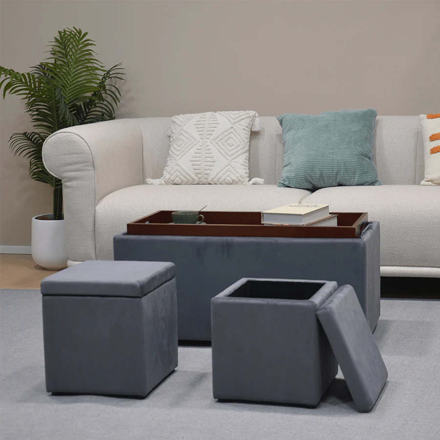 Nico Set of 3 Storage Bench with Ottoman - Image 17