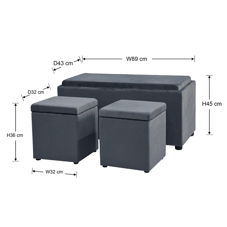 Nico Set of 3 Storage Bench with Ottoman - Image 27