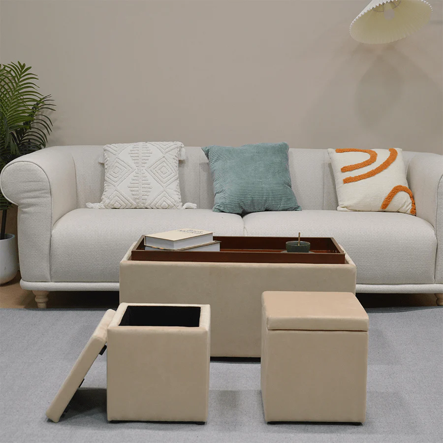 Nico Set of 3 Storage Bench with Ottoman - Image 3