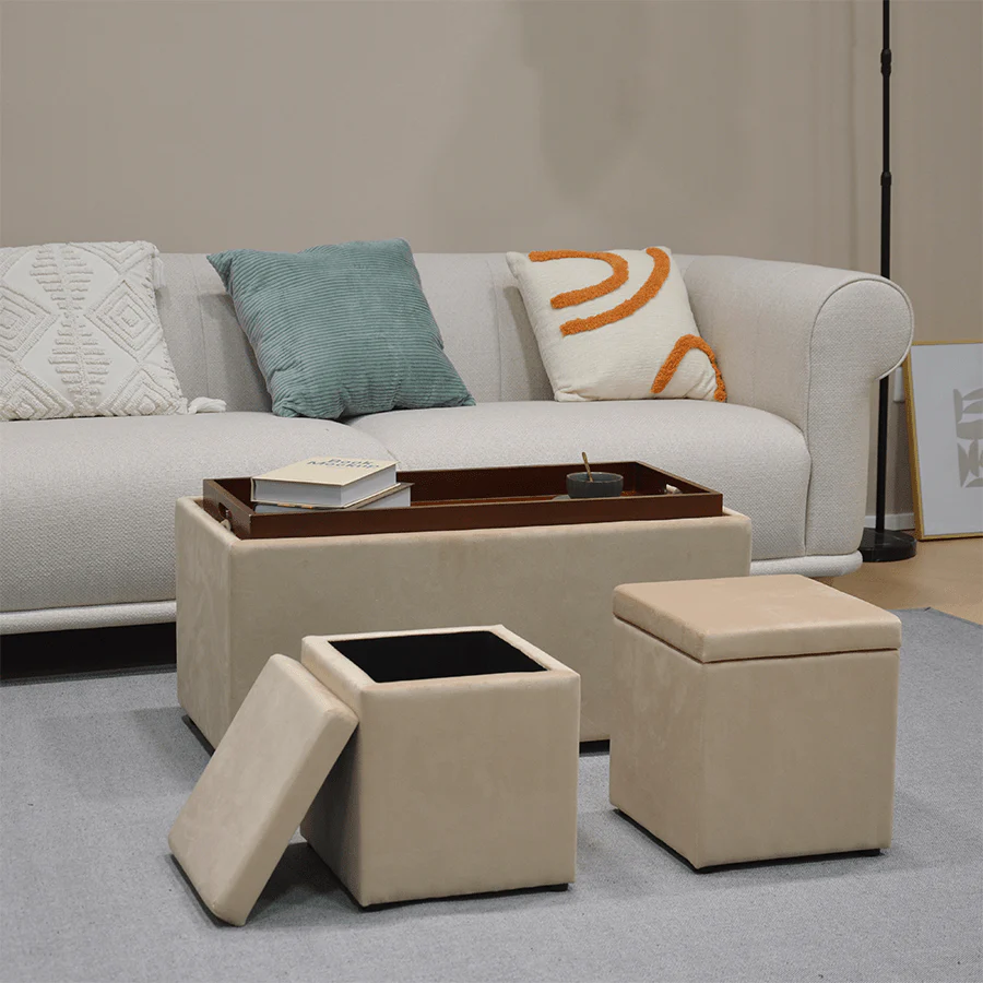 Nico Set of 3 Storage Bench with Ottoman - Image 4