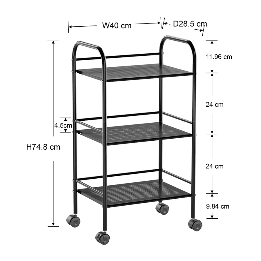 Osbert 3 Tier Metal Trolley - Image 11