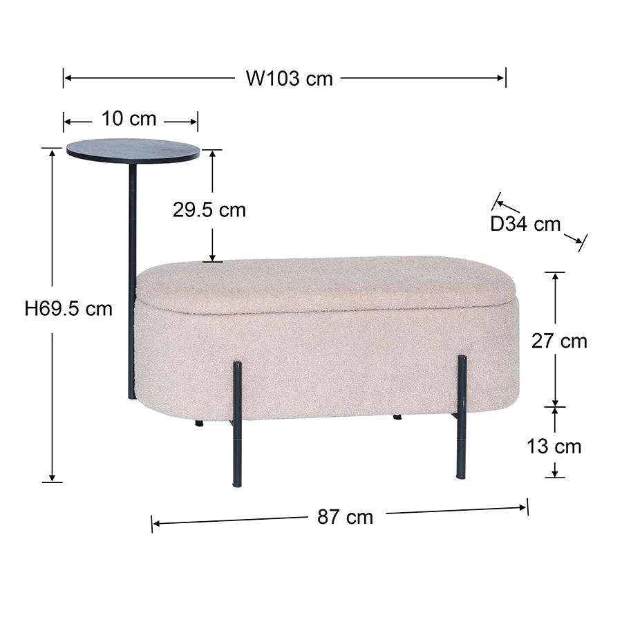 Pria Bench with Table & Storage - Image 12
