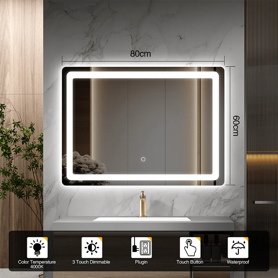 Rectangle Bathroom Mirror with LED Backlight - Image 4