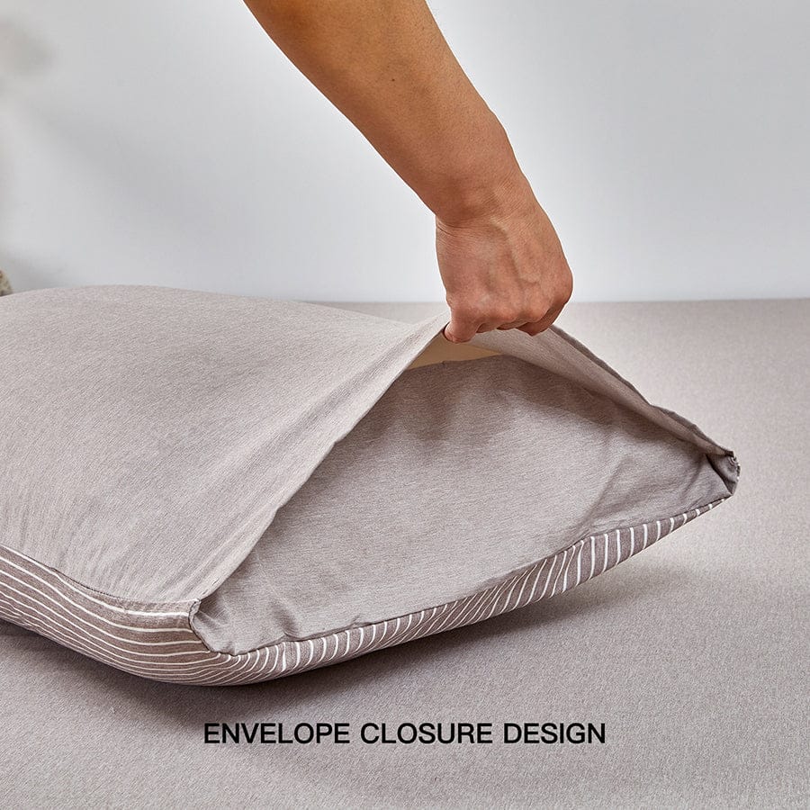 Reversible Stripe Khaki Pillowcases - Image 4