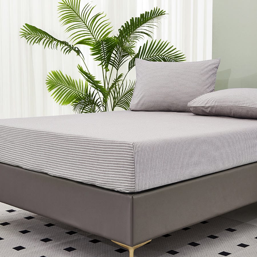 Reversible Stripe Khaki 4pc Flat Sheet Set - Image 13