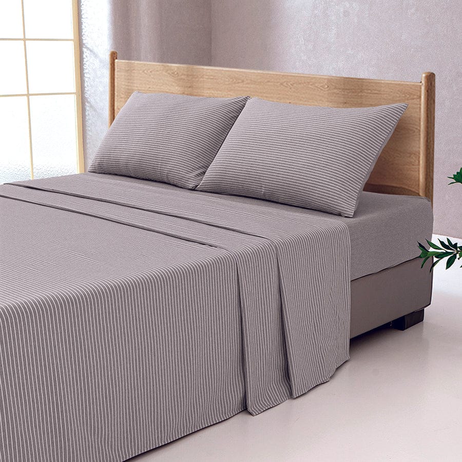 Reversible Stripe Khaki 4pc Flat Sheet Set - Image 2