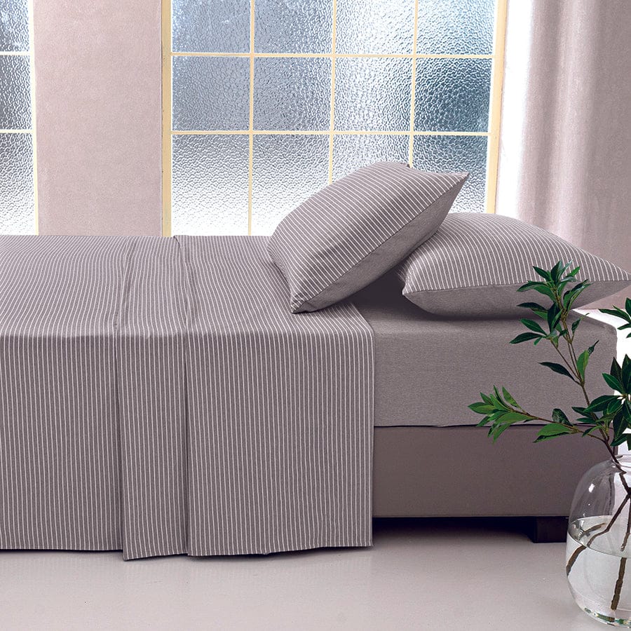 Reversible Stripe Khaki 4pc Flat Sheet Set - Image 4