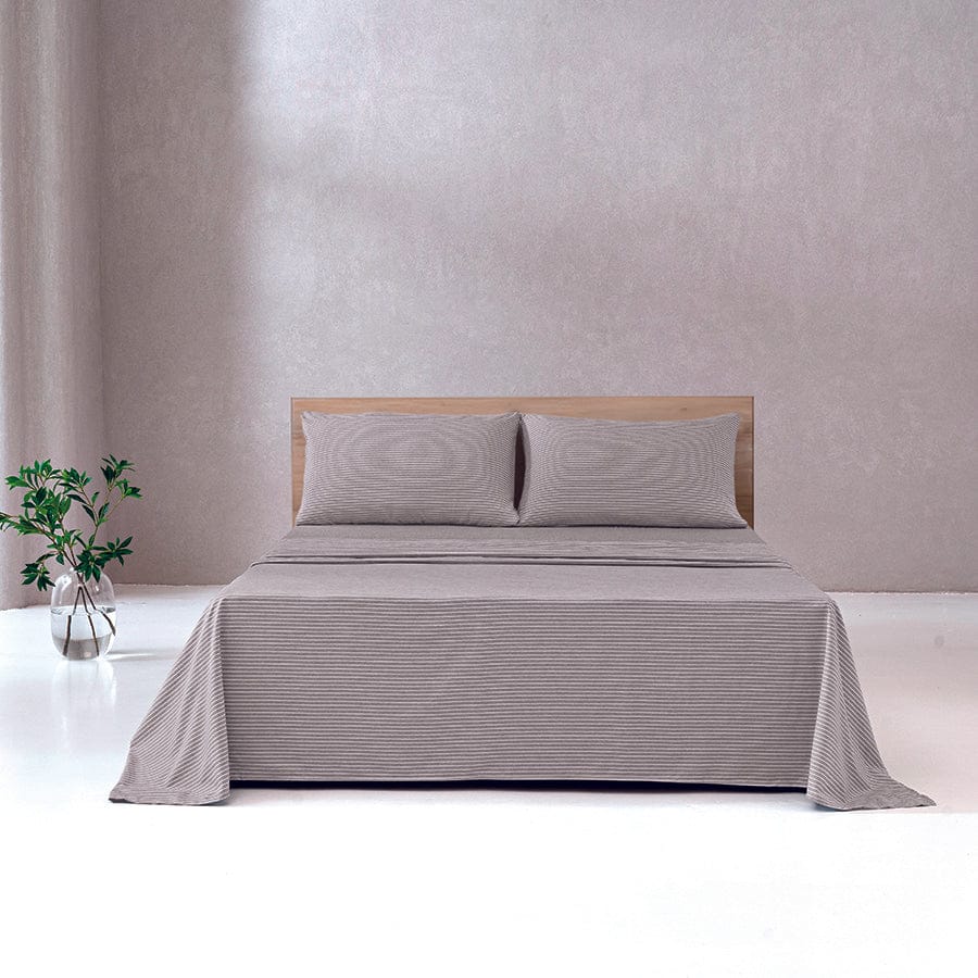 Reversible Stripe Khaki 4pc Flat Sheet Set - Image 5