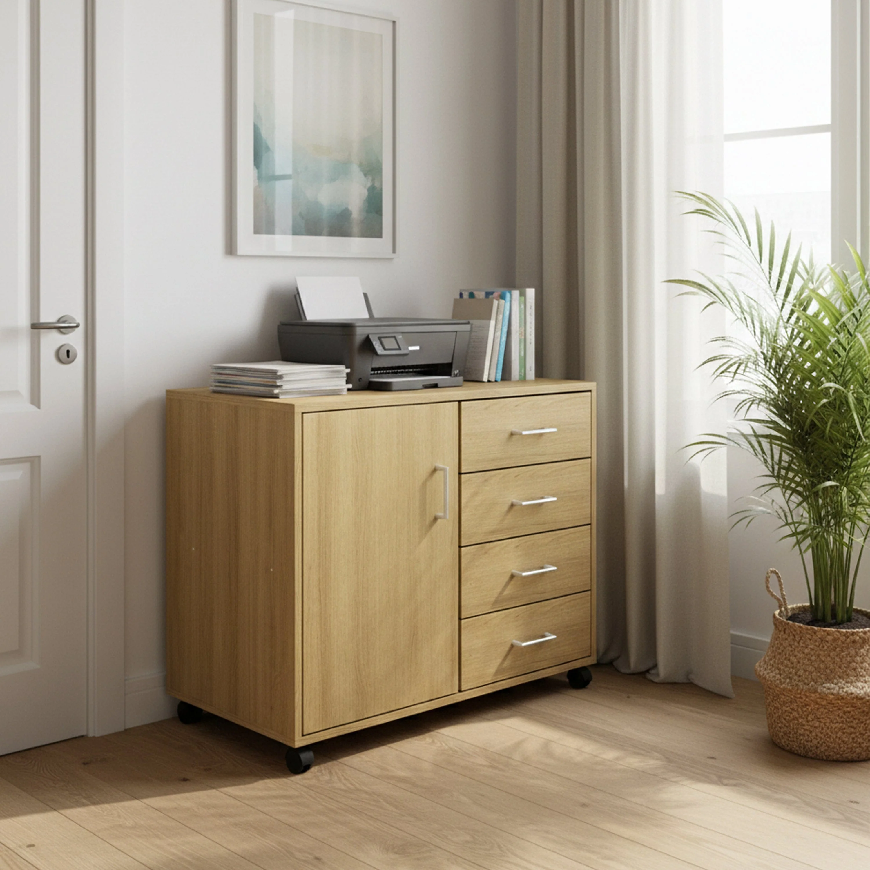 Rhys Low 4 Drawer with Door Pedestal - Image 16