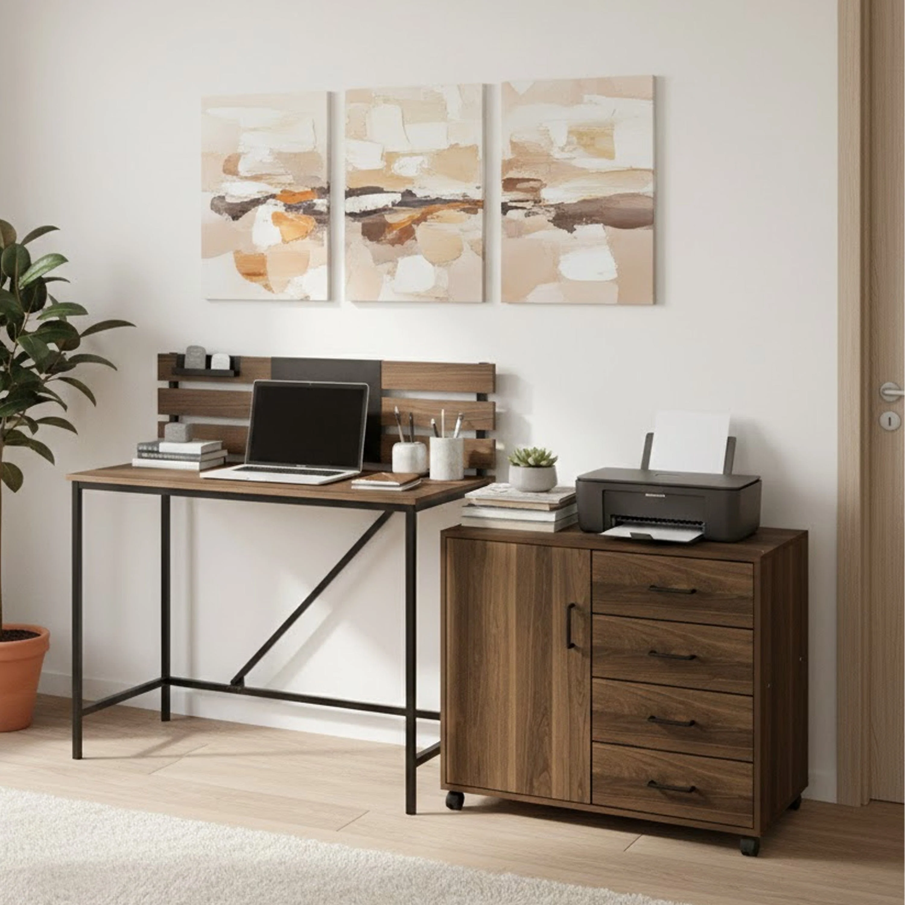 Rhys Low 4 Drawer with Door Pedestal - Image 3