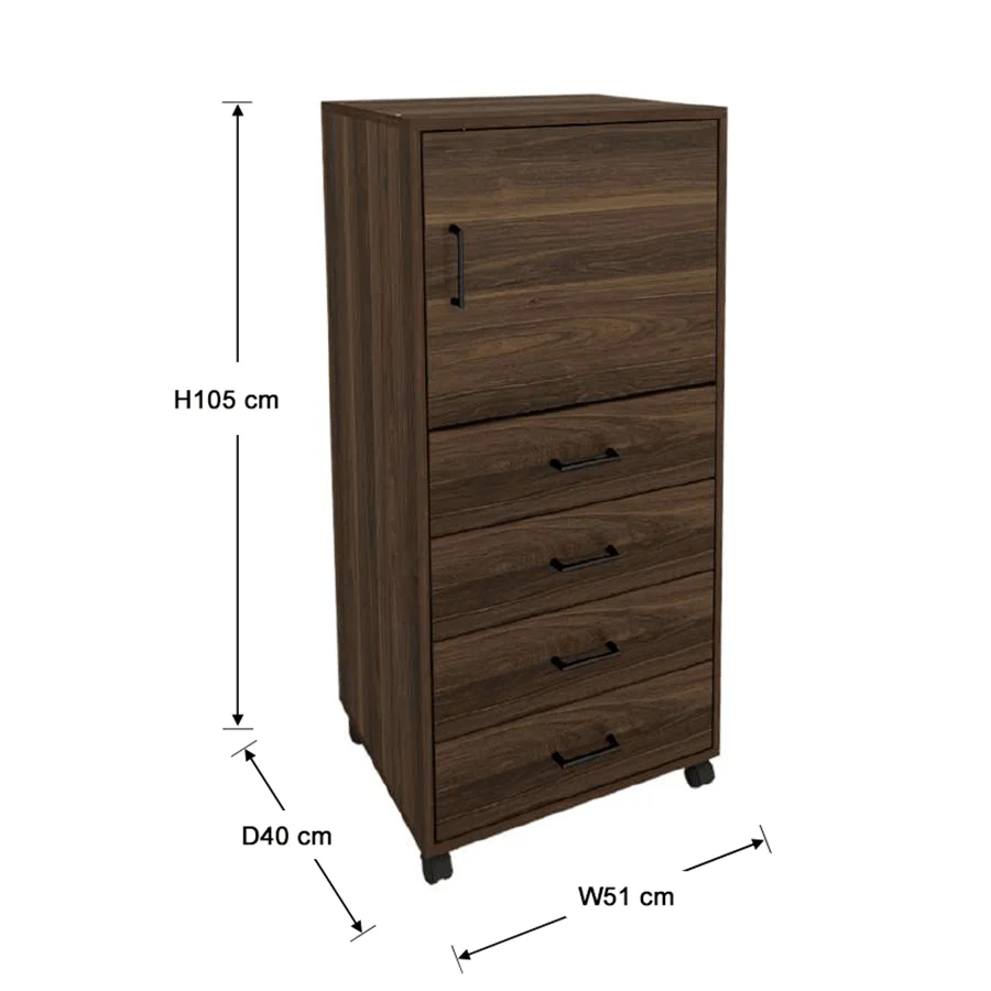 Rhys Tall 4 Drawer with Door Pedestal - Image 26