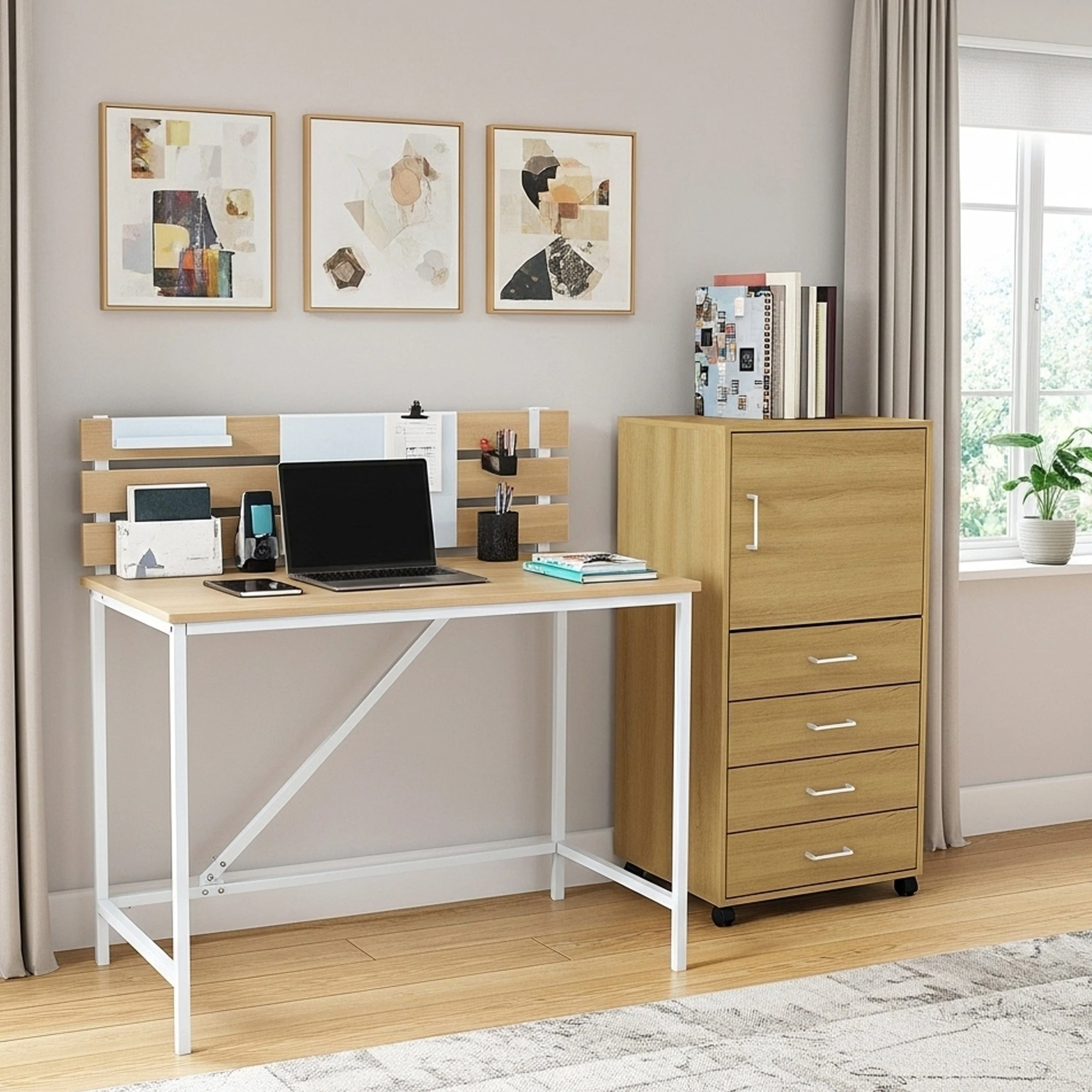 Rhys Tall 4 Drawer with Door Pedestal - Image 3